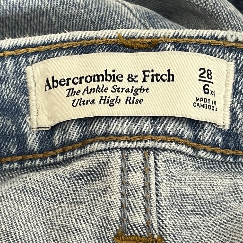 Abercrombie & Fitch Jeans Size 28 Ultra High Rise Ankle Straight Distressed Y2K - Picture 8 of 11